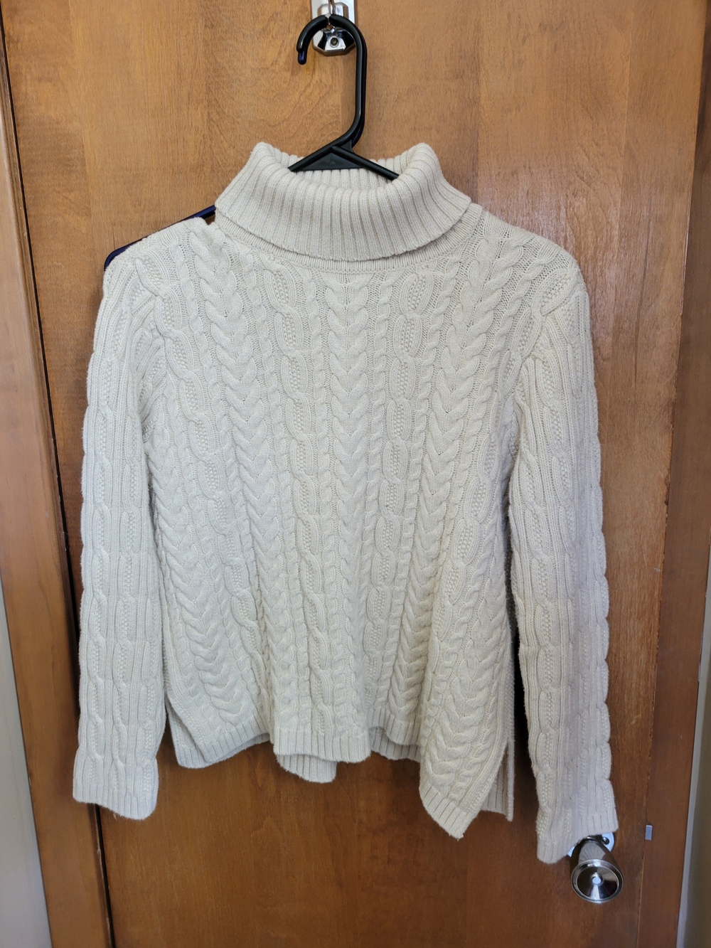 JEANNE PIERRE Cream Cable Turtleneck Sweater